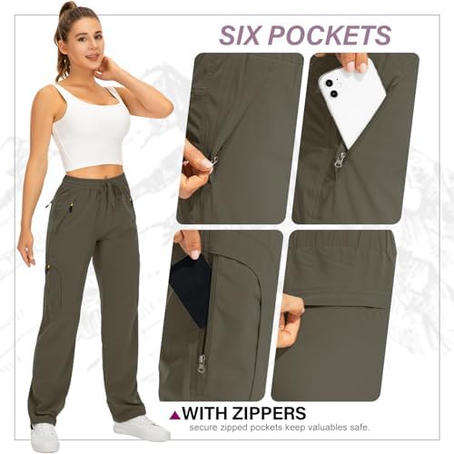 Toomett Women‘s Hiking Cargo Pants UPF 50 Quick Dry with Zipper Pockets - Image 6