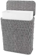Coeusy 3 Gallon Paper Rope Bathroom Trash Can,Small Wicker Trash Cans with Lid and Liner,Woven Rattan Narrow Waste Basket for Bedroom,Office,Grey by WEAVECOMFORTINTOEVERYCORNER