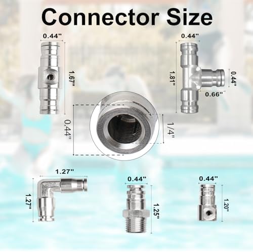 1/4" Brass Slip Connectors Kit for High Pressure Misting System – 5-Piece Brass Misting Nozzle Connectors (Straight, Elbow, Tee, 1/4" Male Lock, End) – 1500 psi - Image 2