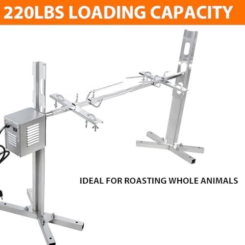 iMeshbean 220lbs Rotisserie Grill Kit, Electric Pig Spit Rotisserie Grill with 45W Motor,Stainless Steel Spit Roaster Stand for Roasting Pig Lamb Turkey Chicken & Whole Animals,Height Adjustable - Image 2