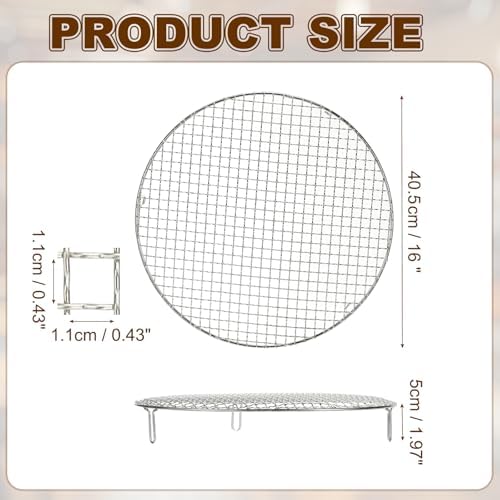 uxcell 16 Inch Round Cooking Rack, Stainless Steel Canning Racks with Legs, Barbecue Mesh Grill for Baking Cooling Steaming Cookware - Image 2