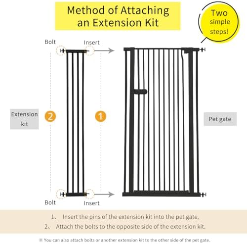Lumizone Extra Tall Cat Gate Extension Kit 61.02" High 8.27" Wide Black - Image 2
