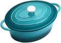 Enameled Dutch Oven Pot with Lid, 7 QT Cast Iron Dutch Oven with Dual Handles, Oval Dutch Oven for Cooking, Bread Baking, Frying, Non-stick Enamel Coated Oven (Blue-Green) by NSIRONS