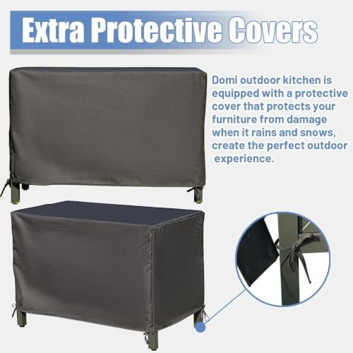 Domi Outdoor Kitchen Island, Aluminum Storage Cabinet with Protective Cover - Image 4