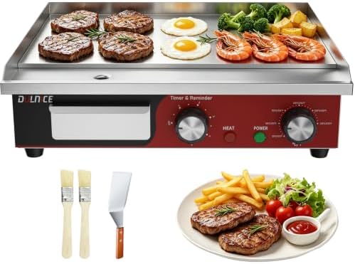 18" Commercial Electric Griddle with 5 Minute Reminder Timer, 1500W by DULNICE