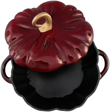 Flavehc Pumpkin Dutch Oven Pot with Lid 3.8 Qt, Enameled Cast Iron, Halloween Decor - Image 2