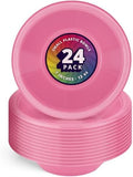 DecorRack 24 Pink Plastic Bowls, 7 in Disposable 12 oz Bowl by DecorRack