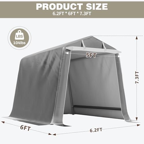 Shintenchi 6x6 FT Outdoor Storage Shed, Gray - Image 2
