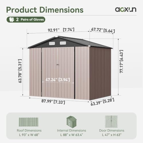 Aoxun 8x6 FT Shed Outdoor Storage Shed with Floor Brown - Image 2