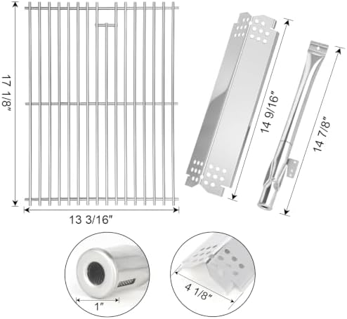 CANDANA Replacement Parts for Nexgrill 4 Burner 720-0830H 720-0830D 720-0783C 720-0783E 720-0958A, 17" Stainless Steel Grill Grate, Grill Burner, Heat Plate, Drip Pan, Igniters for 5 Burner 720-0888N - Image 2