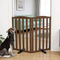 Freestanding Dog Gate Indoor,Doggie Gate Foldable Pet Gates for Doorways,Stairs or Hallways, Wooden Brown Pet Gate for the House, Pet Fence with Support Feet Included,32 "Height-2 Panels by SFJC