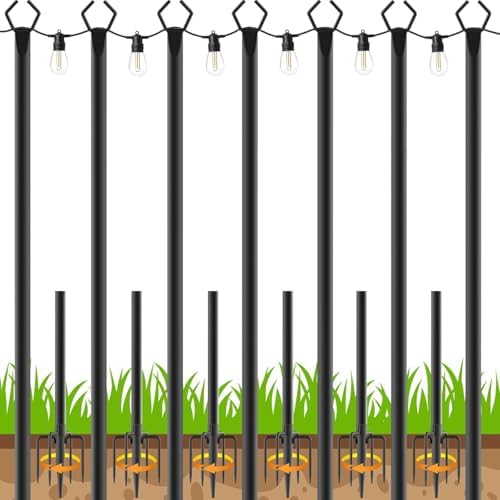 AHRLHR 7 Pack String Light Poles,Poles for Outdoor String lights10 Ft Metal Poles with Fork for Outdoor String Lights,Outdoor Light Poles with Fork,Patio,Deck,Backyard by Unknown