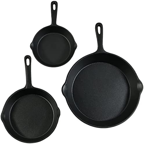 Sunnydaze 3-Piece Pre-Seasoned Heavy-Duty Cast Iron Skillet Set - 6-Inch, 7-Inch, and 10-Inch Black Metal Frying Pans - Image 5