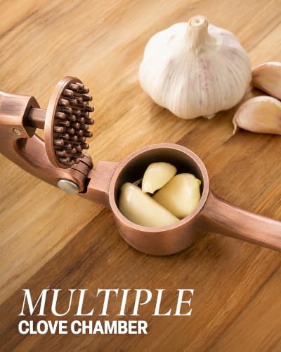 Zulay Kitchen Metal Garlic Press Garlic Mincer Tool Stainless Steel, Copper - Image 4