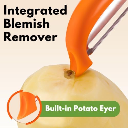 Rainspire Vegetable Peeler Potato Peelers for Kitchen, Sharp Stainless Steel Blades Veggie, Comfortable Handle Fruit Peeler, Carrot Peeler Apple Peeler Dishwasher Safe (2, Orange) - Image 5