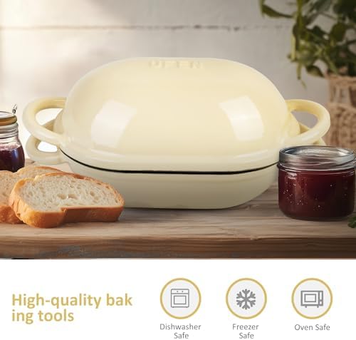 Dutch Oven for Bread Baking – Premium Cast Iron Pot with Lid – Perfect for Sourdough, Artisan Loaves & No-Knead Bread – 2 QT / 1.9L (Enameled, Round, Oven & Stovetop Safe), White - Image 6