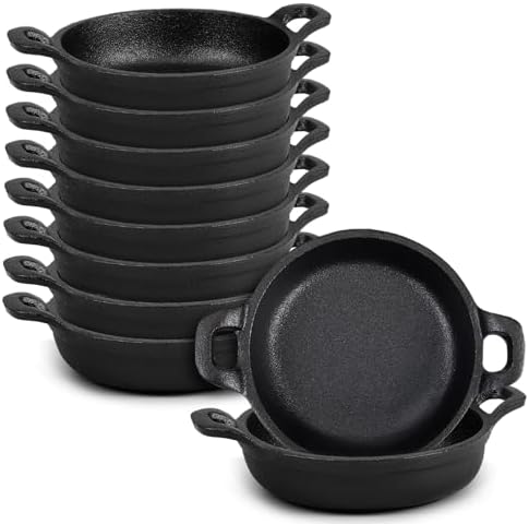 Ziliny 10 Pack Mini Cast Iron Skillets 5 x 5 x 1.3 Inch Pan Ramekin Set by Ziliny