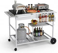 VINGLI Pizza Oven Grill Table Cart, Movable Food Prep Cart with Pizza Topping Station, Seasoning Boxes, Gas Bottle Space, Outdoor Table Stand for Griddle, Patio, Home, Parties by VINGLI