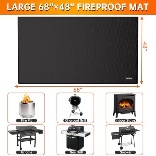 ENGPOW Large 68 x 48 inches Under Grill Mat for Outdoor Grill, Double-Sided Fireproof Indoor Fireplace Mat Fire Pit Mat, Oil-Proof Waterproof BBQ Mat for Deck Patio Lawn,Reusable and Easy to Clean - Image 7