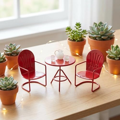 6 PCS Dollhouse 1:12 Scale Miniature Iron Table Chairs Set - Image 3