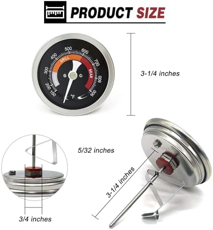3.3” Large Thermometer Replacement for Big Green Egg Grill, Accurate Temp Gauge Probe w/Recalibrated Function, Waterproof Temperature Gauge for BGE Accessories, SUS304 Stainless Steel Dome Thermostat - Image 5