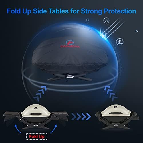 Comnova Grill Cover for Weber Q Series - 7111 BBQ Cover for Weber Q2000 and Q200 Series Gas Grill Heavy Duty & Waterproof, 33 Inch Barbecue Cover for Weber Q2200, Q2000, Q2400, Q200, Q220 and More - Image 2