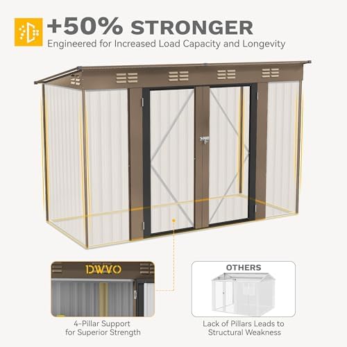 DWVO 9'x 4' Outdoor Storage Shed with Lockable Doors & Air Vents - Image 7