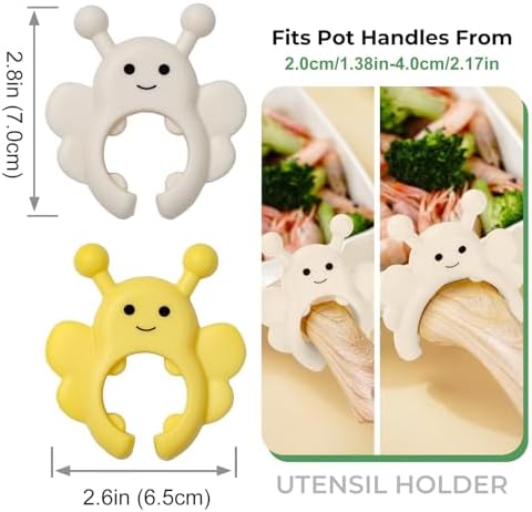 Bee Spoon Holder Cute Spoon Rest for Stove Top, Steam Releaser & Lid Lifter – Heat Resistant Silicone Cooking Gadget, Fun Kitchen Accessories, Unique Cooking Gift - Image 3
