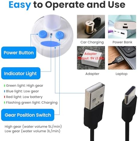 Ann Katy Portable Camping Shower Pump,Rechargeable Electric Outdoor Shower - Image 2