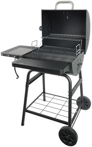 Grill Boss Charcoal Barrel Grill, Adjustable Cast-Iron Grate, Black, 23-In by GrillBoss