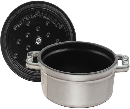 Staub Cast Iron 0.25-qt Mini Round Cocotte - Graphite Grey, Made in France - Image 3
