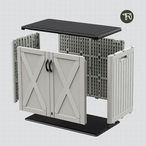 Patiowell Resin Outdoor Storage Cabinet, 26 Cu.ft Horizontal Storage Shed - Image 5