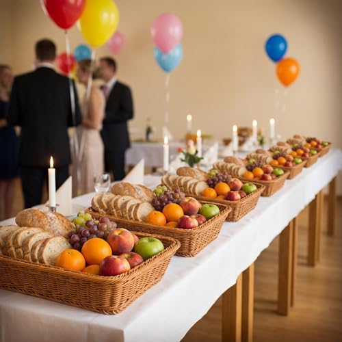 Eccliy 14 Pack Wicker Bread Baskets Woven Serving Basket, 15.8 Inch - Image 5