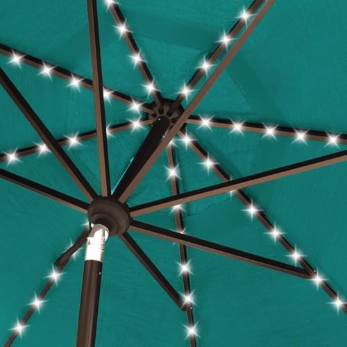 EliteShade USA 10-Year-Non-Fading 10ft Market Patio Umbrella, Commercial Grade Table Sun Umbrella with 80 Solar LED Lights, Crank Open, Windproof & UPF 50+ UV Protection for Garden, Deck, Pool, Backyard, Teal - Image 5