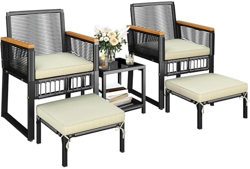 Yaheetech 5-Piece Outdoor Conversation Set, Wicker Patio Furniture Set by Yaheetech