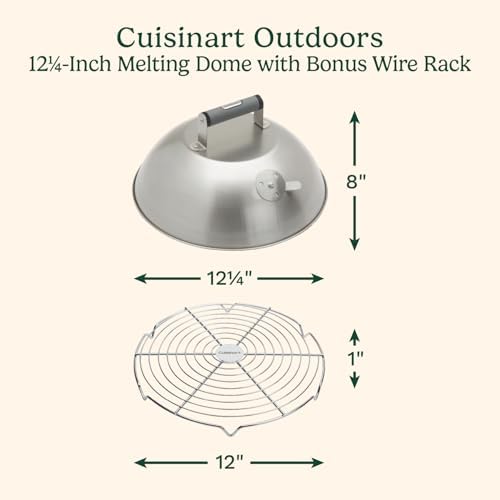 Cuisinart 12.25" Melting Dome with Bonus Wire Rack, Stainless Steel Grill Dome with Vent for Steaming, Smoking & Melting Cheese, Ideal for BBQ, Griddles, and Outdoor Cooking - Image 2
