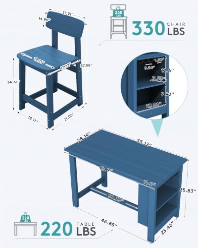 SERWALL 10-Piece Outdoor HDPE Counter-Height Bar Dining Set for 8, Blue - Image 2
