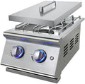Double Grilling Side Burners for Outdoor Kitchen, 2 * 15,000BTU Liquid Propane Burners, Duty Heavy 304 Stainless Steel, Built-in Side Burner for BBQ Island Grill, with Natural Gas Kit by Livory