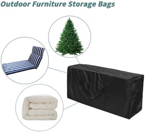68" Extra Large Waterproof Outdoor Cushion Storage Bag – Heavy Duty Patio Furniture Cover with Zipper,Handles for Pool Decor,Christmas Tree Storage & Moving (173x76x51cm) (Black) - Image 2
