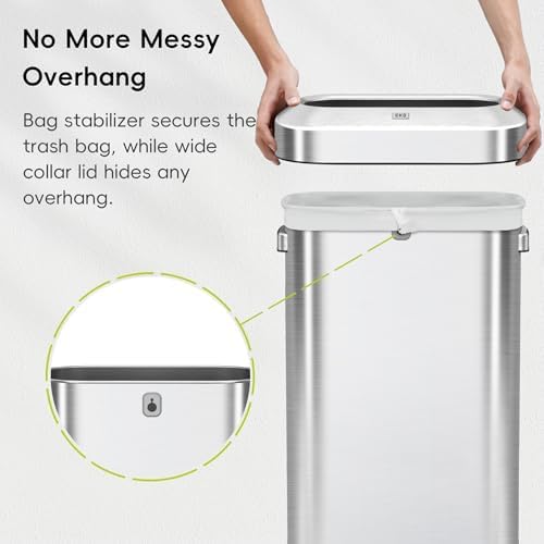 EKO Urban 24 Gallon/ 90 Liter Open Top Stainless Steel Slim Commercial Trash Can, Tall Kitchen Garbage Bin, Heavy-Duty Commercial Grade Large Trash Can for Home, Office, Hotel, Cafe, Restaurant, Dorm - Image 4