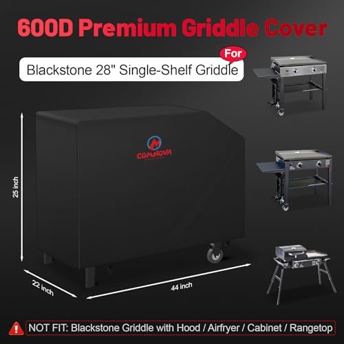 Comnova Griddle Cover for Blackstone Griddle 28 Inch - 600D Flat Top Griddle Cover for Blackstone 28" Single Shelf Griddle Heavy Duty Waterproof, Outdoor Cover for Black stone 1517, Tailgater and More - Image 2