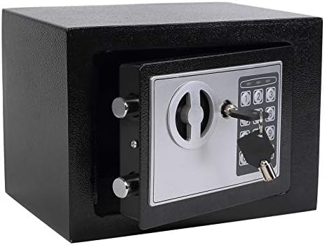 Yuanshikj Small Steel Security Safe Box with Keypad,Key;0.23 CuFt, Black by Yuanshikj