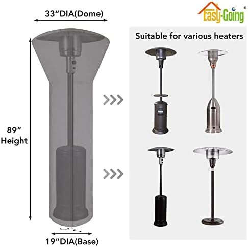 Easy-Going Patio Heater Cover, 89"H x 33"D x 19"B, Grey - Image 2