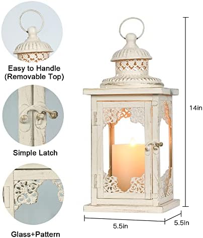 NEEDOMO Large Lanterns Decorative Indoor, 14'' Vintage Outdoor Lanterns with Clear Glass, Metal Candle Holder Lantern Rustic Farmhouse Shelf Decor for Indoor Outdoor Events Wedding and Party - Image 6