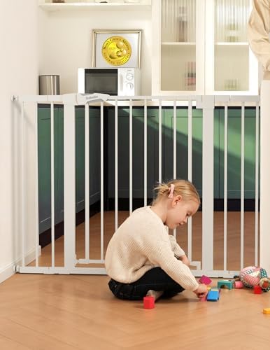 Babelio 29-43" Baby Gate for Stairs, 36" Tall, PressGuard P7, White by BABELIO