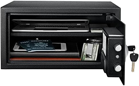 Amazon Basics Steel Security Safe Box with Digital Keypad, for Valuables, Cash, Jewelry, Documents, Removable Shelf, Black, 1 Cubic Foot, 16.9"x14.6"x9.1" (WxDxH) - Image 3