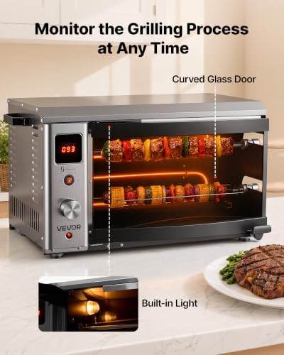 VEVOR Countertop Vertical Oven Brazilian Flame 2 Auto Rotating Skewers - Image 6