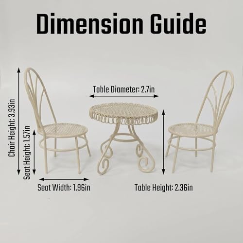 6 PCS Dollhouse 1/12 Miniatures Bistro Table Chair Set with Accessories - Image 7