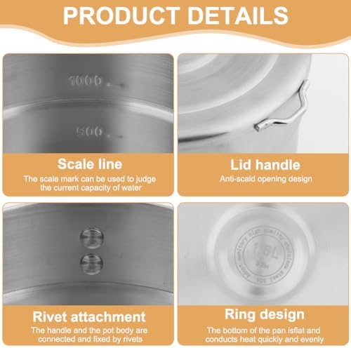 Stainless Steel Camping Cook Pot, 1.5L Camping Cookware with Lid and Folding Handle, Large Capacity Bento Pot for Outdoor Backpacking Campings Hiking Picnic - Image 3