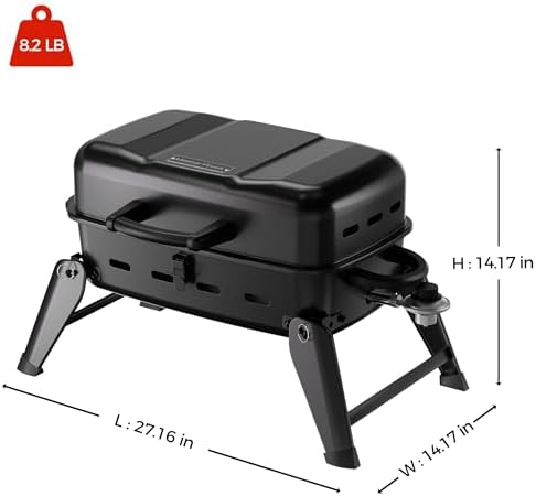 MASTER COOK 10,000 BTU Portable Gas Grill, Outdoor Compact Tabletop BBQ Small Propane Grill with Foldable Legs for RV, Hiking, Camping, Patio, Tailgating - Image 2
